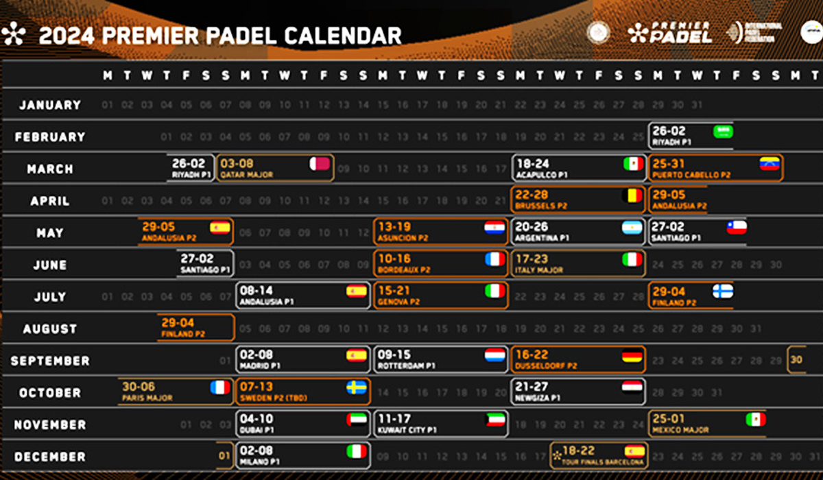 Premier Padel 2024 calendar